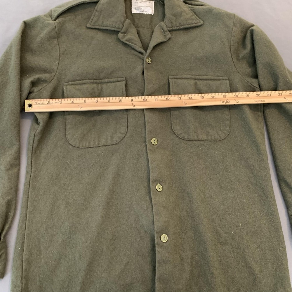 Magrath Mfg Co Shirt Mens Medium Green Wool Long Sleeve Button Front Military - Picture 3 of 6